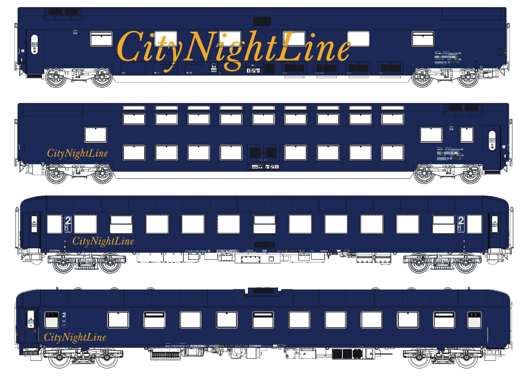 L.S. Models 99040 - 4er Set Nachtzugwagen CNL 212/213 Set 1, CityNightLine, Ep.V