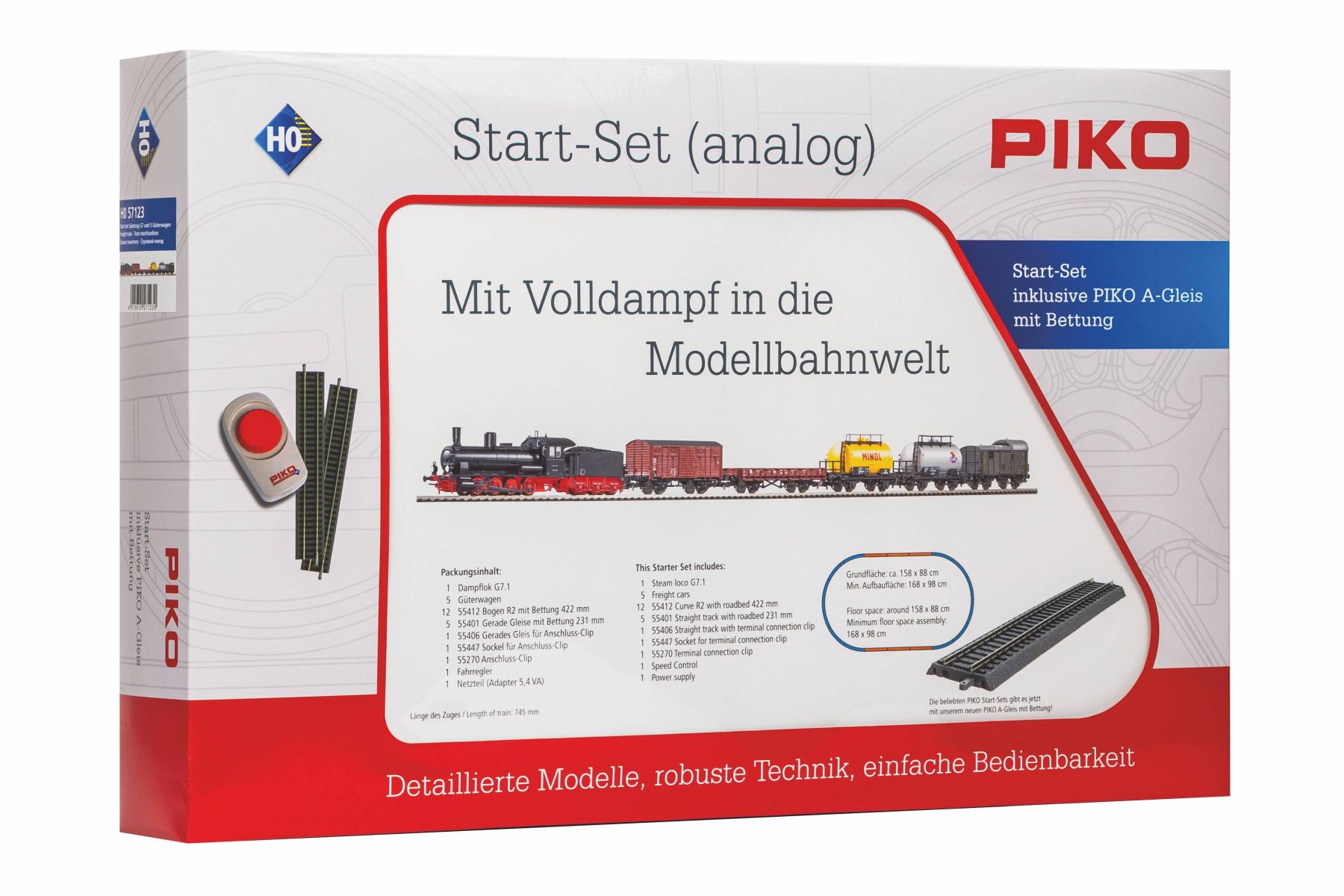 Piko 57123 - Analoges Startset mit Dampflok und Güterzug, DR, Ep.III, A-Gleis mit Bettung Piko 57123 - Analoges Startset mit Dampflok und Güterzug, DR, Ep.III, A-Gleis mit Bettung