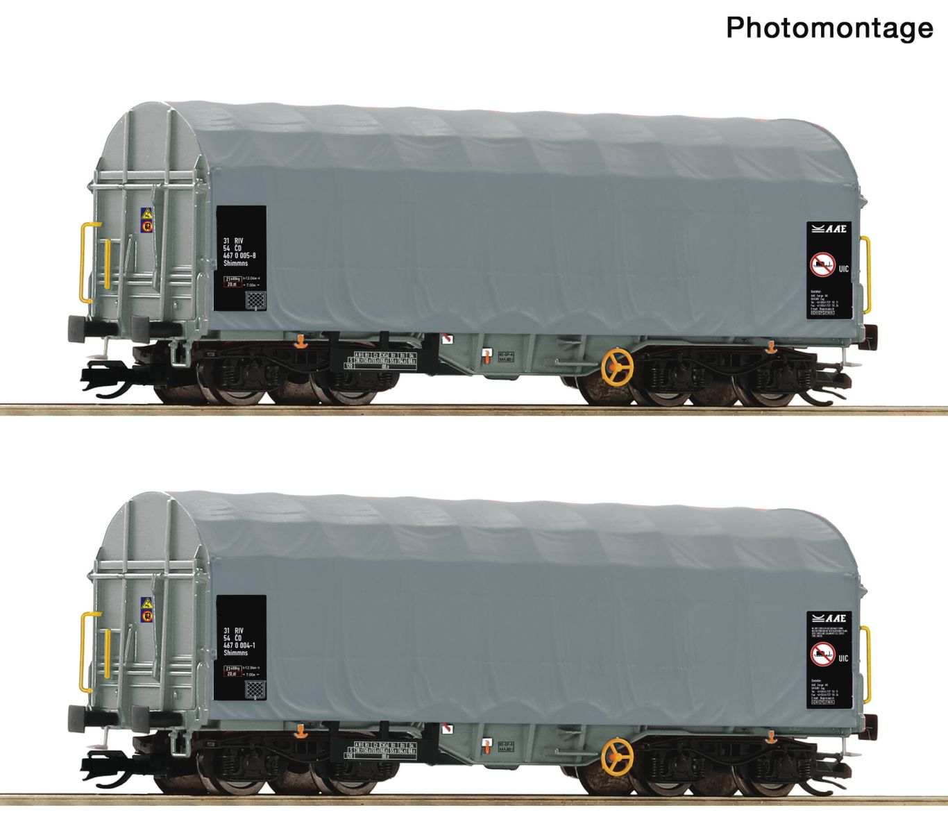 Roco 6680025 - 2er Set Schiebeplanenwagen, CD-Cargo, Ep.VI