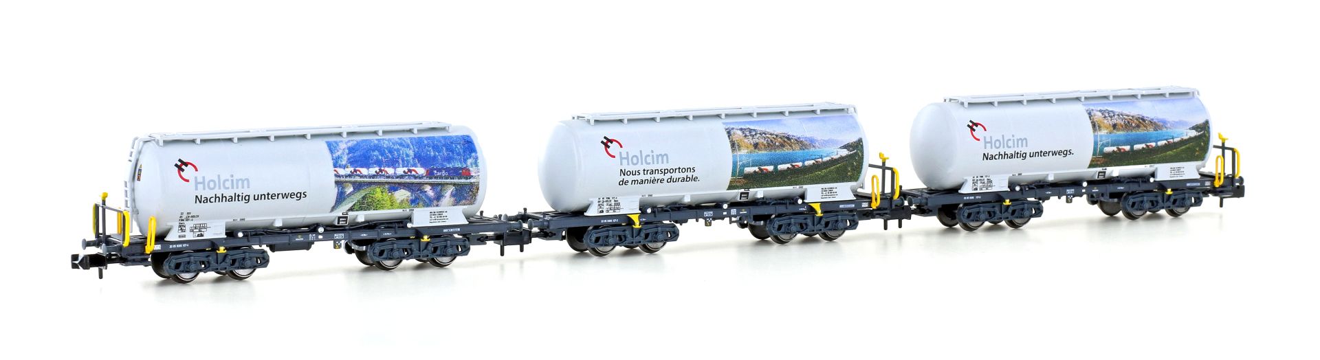 Hobbytrain H23493 - 3er Set Zementsilowagen Uacs, Holcim, Ep.VI