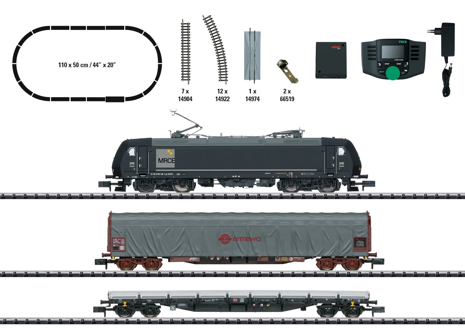 Trix 11147 - Digitales Startset mit BR 185.1 und Güterzug, MRCE, Ep.VI, Mobil Station