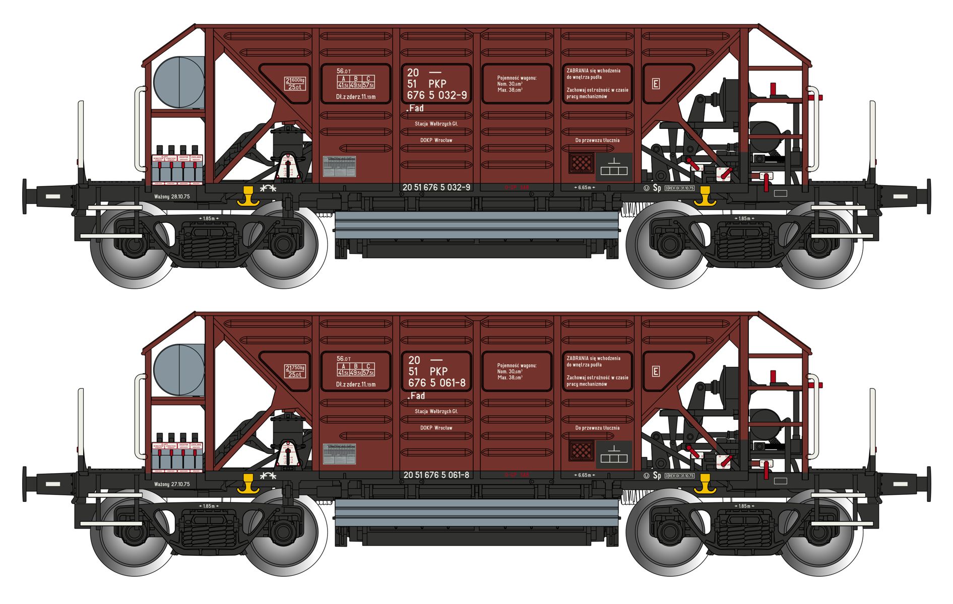 Albert Modell 600044 - 2er Set Schotterwagen Fad, PKP, Ep.IV