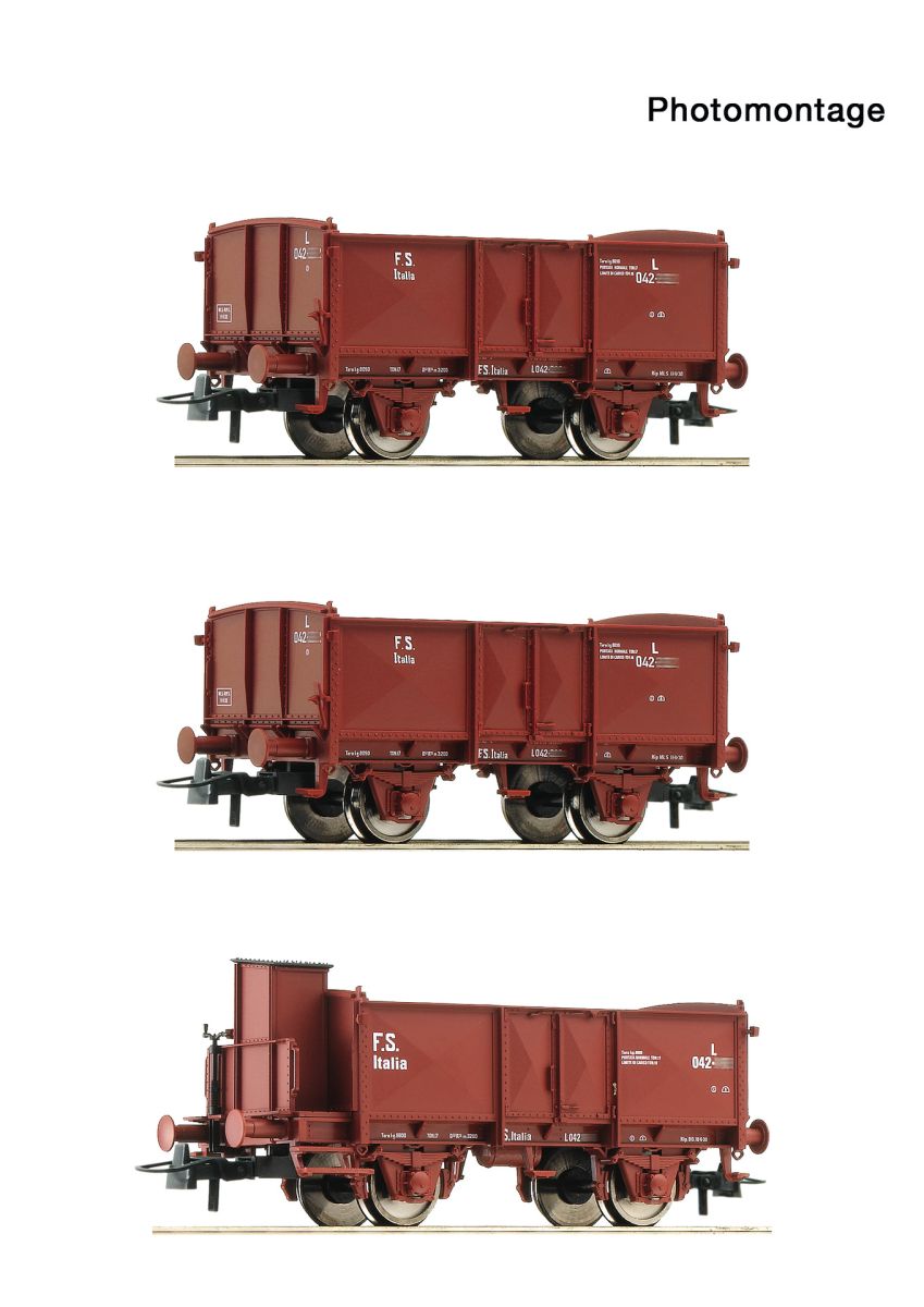 Roco 6600088 - 3er Set Offene Güterwagen L, FS, Ep.II-III