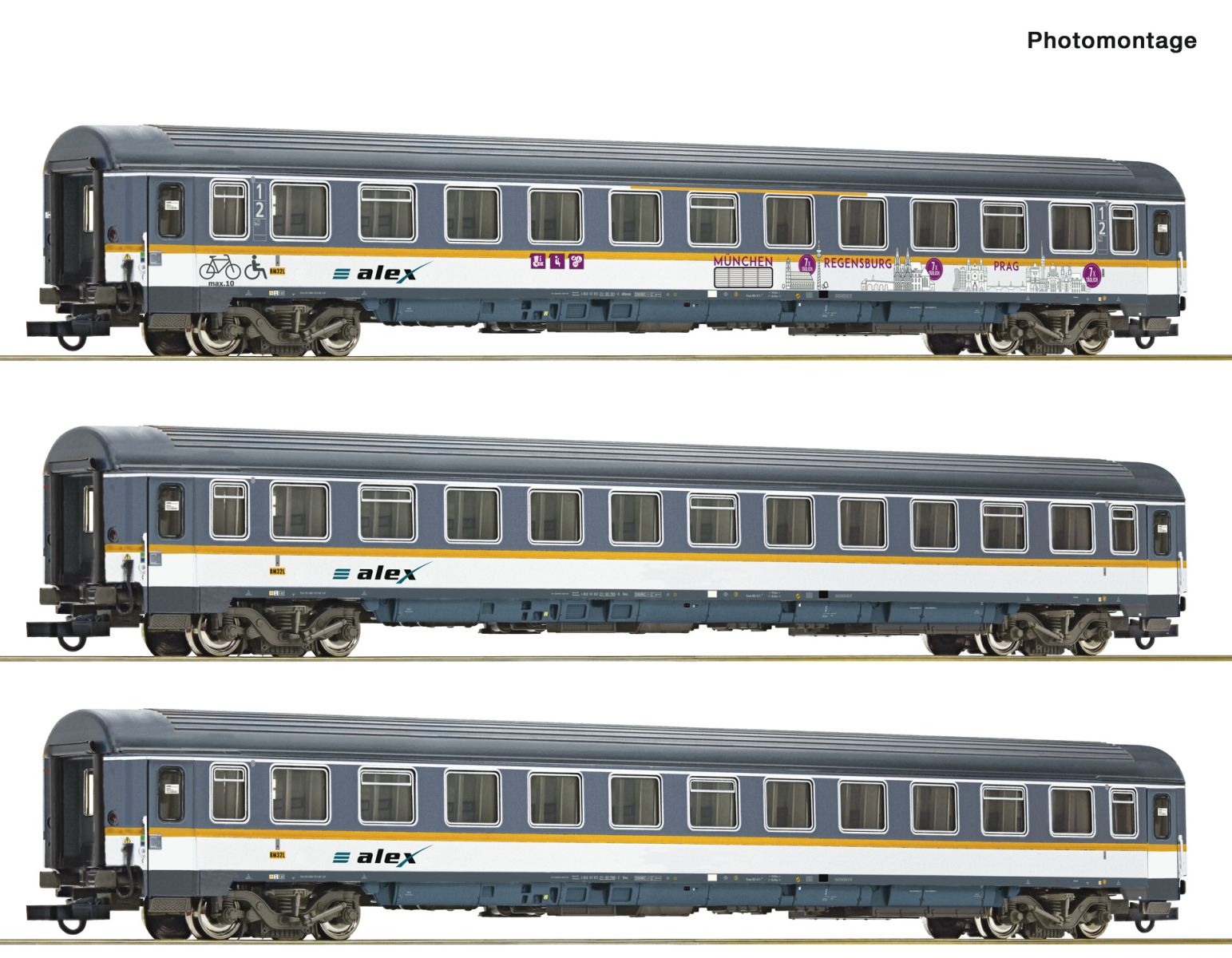 Roco 74018 - 3er Set Personenwagen 'Eurofima', ALEX, Ep.VI