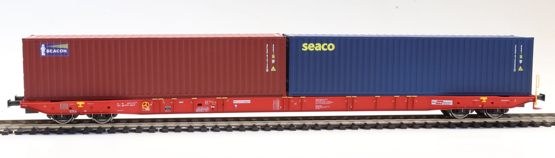 igra 96010093 - Containertragwagen Sggnss-XL, Rail-Cargo, Ep.VI 'seaco und Beacon'