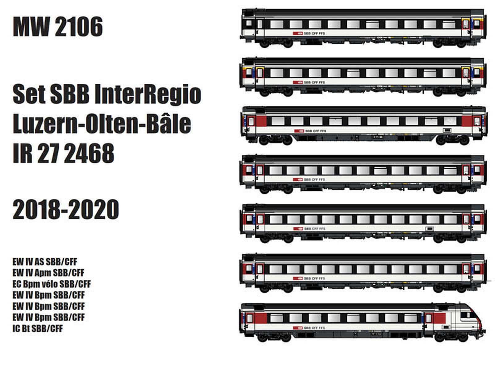 L.S. Models MW2106AC - 7er Set Personenwagen IR 27, SBB, Ep.VI, AC