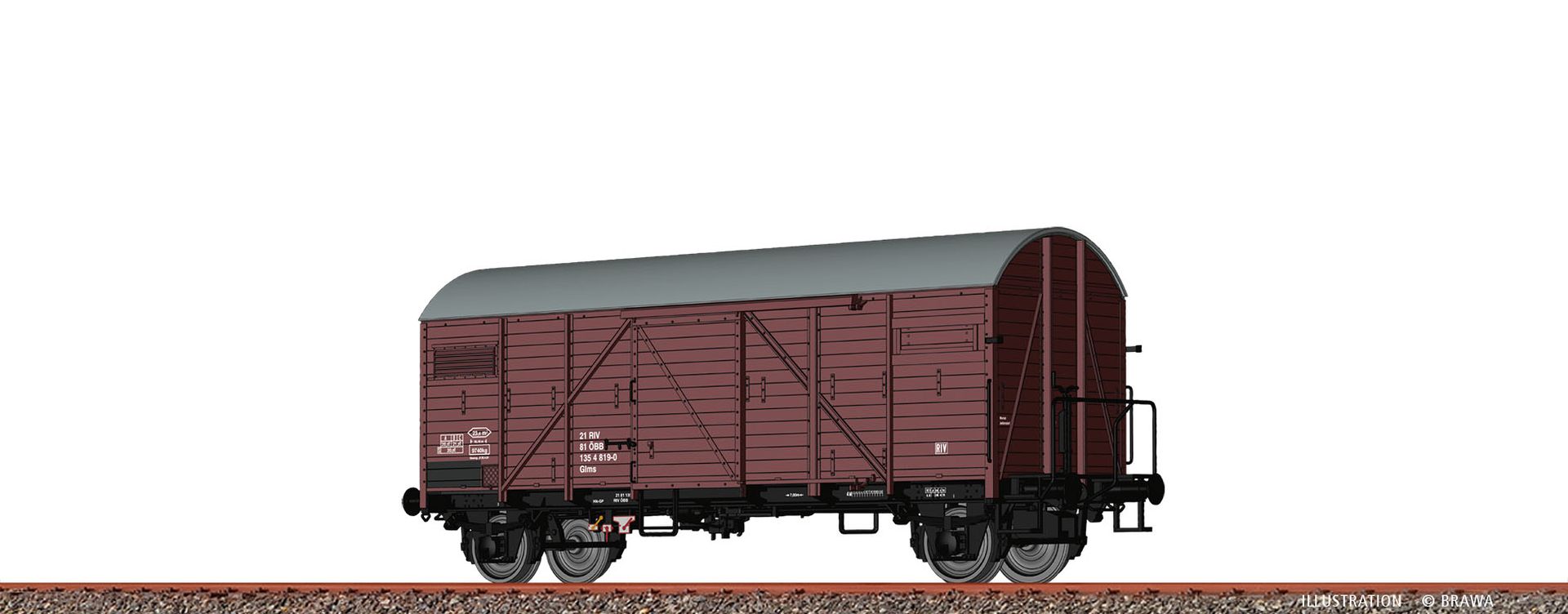 Brawa 50729 - Gedeckter Güterwagen Glms, ÖBB, Ep.IV