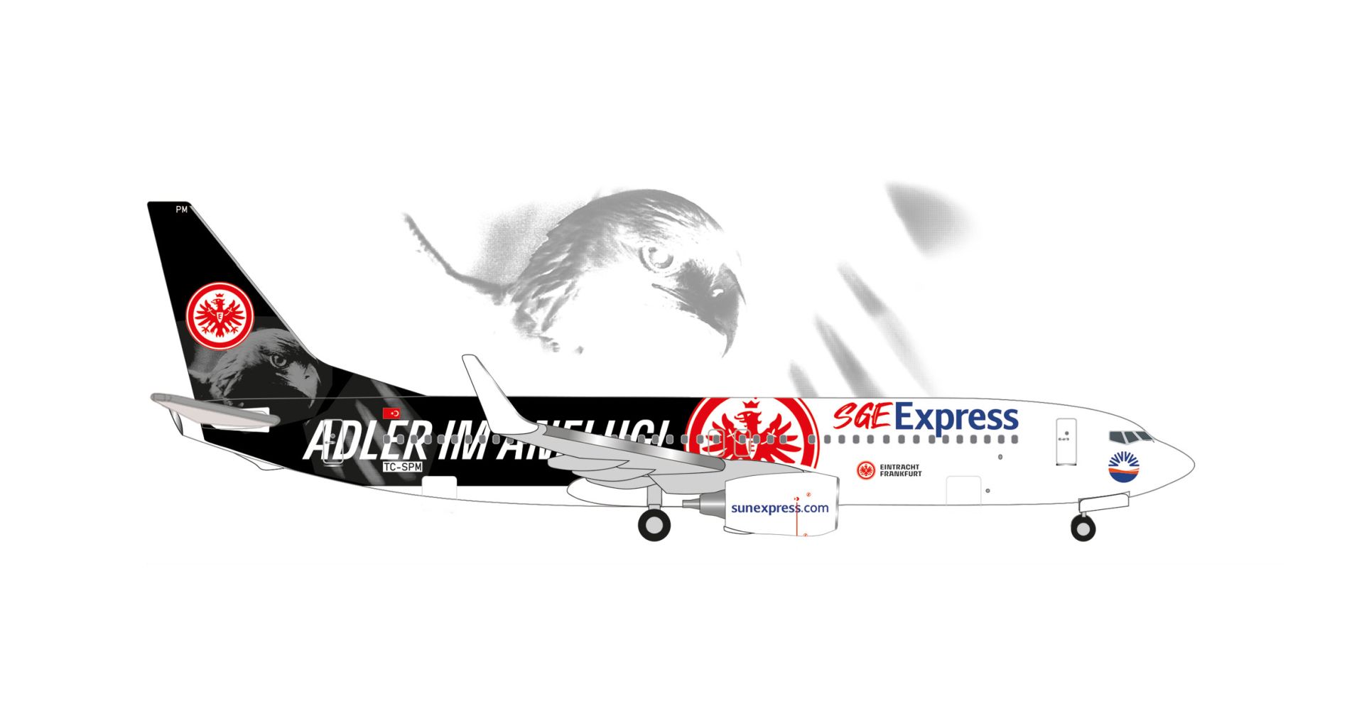 Herpa 538107 - Sun Express Boeing 737-800 "Eintracht Frankfurt - SGE Express" - "Adler im Anflug"