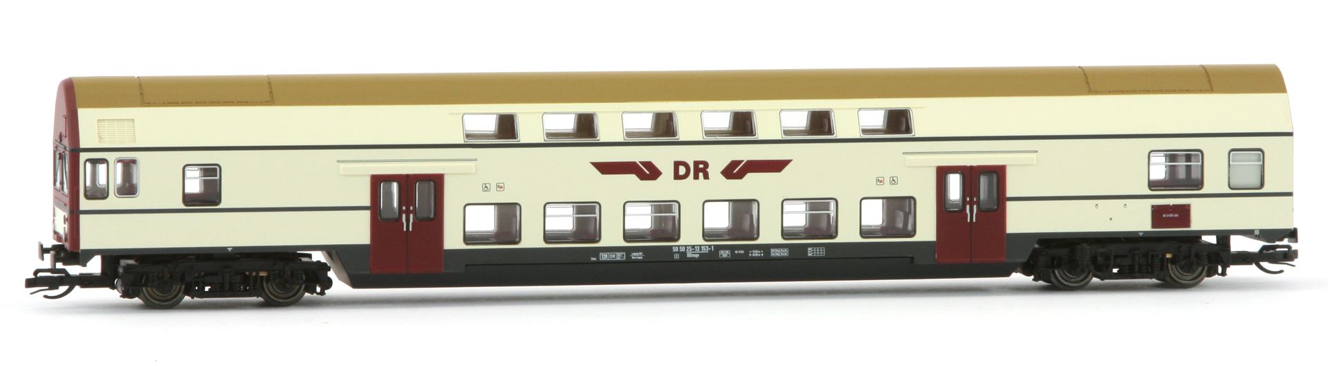 Roco 6280014-DB - 2er Set Dosto Senftöpfe RAL 8000, DR, Ep.IV, 1 Mittel- 1 Steuerwagen, Versuchslackierung, digitale Innenbeleuchtung