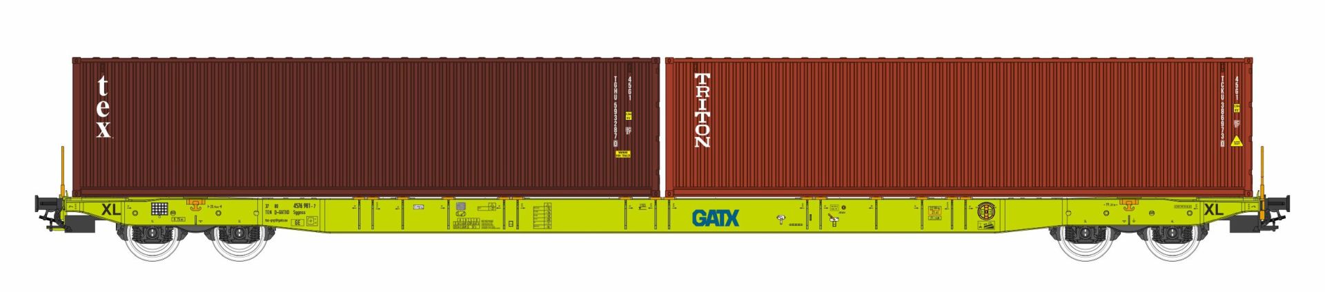 igra 96010096 - Containertragwagen Sggnss-XL, GATX, Ep.VI 'tex und TRITON'