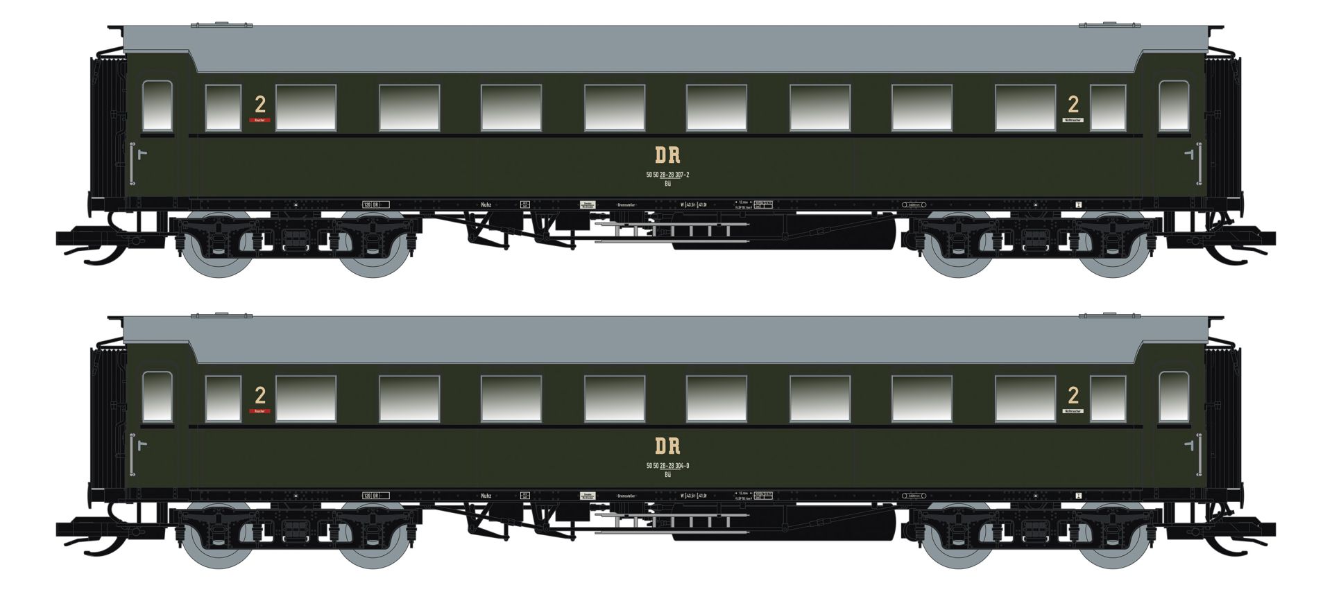 Saxonia 120195 - 2er Set Personenwagen C4Ü Sa 07, DR, Ep.IV
