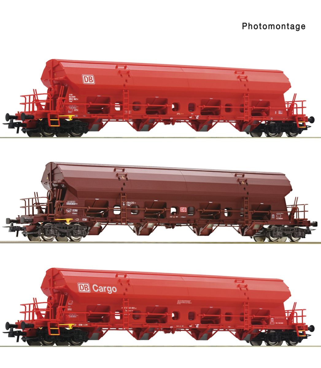Roco 6600153 - 3er Set Schwenkdachwagen Tadgs 959, DBAG, Ep.VI