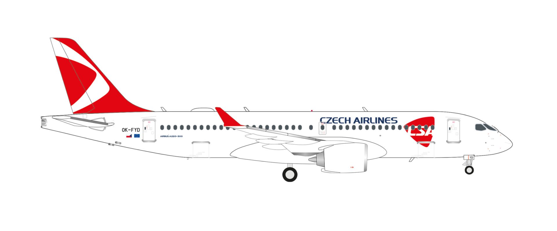Herpa 573740 - CSA Czech Airlines Airbus A220-300 – OK-FYD