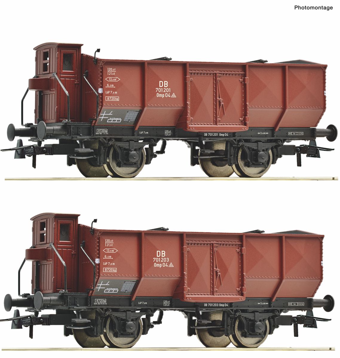 Roco 6600212 - 2er Set offene Güterwagen, DB, Ep.III