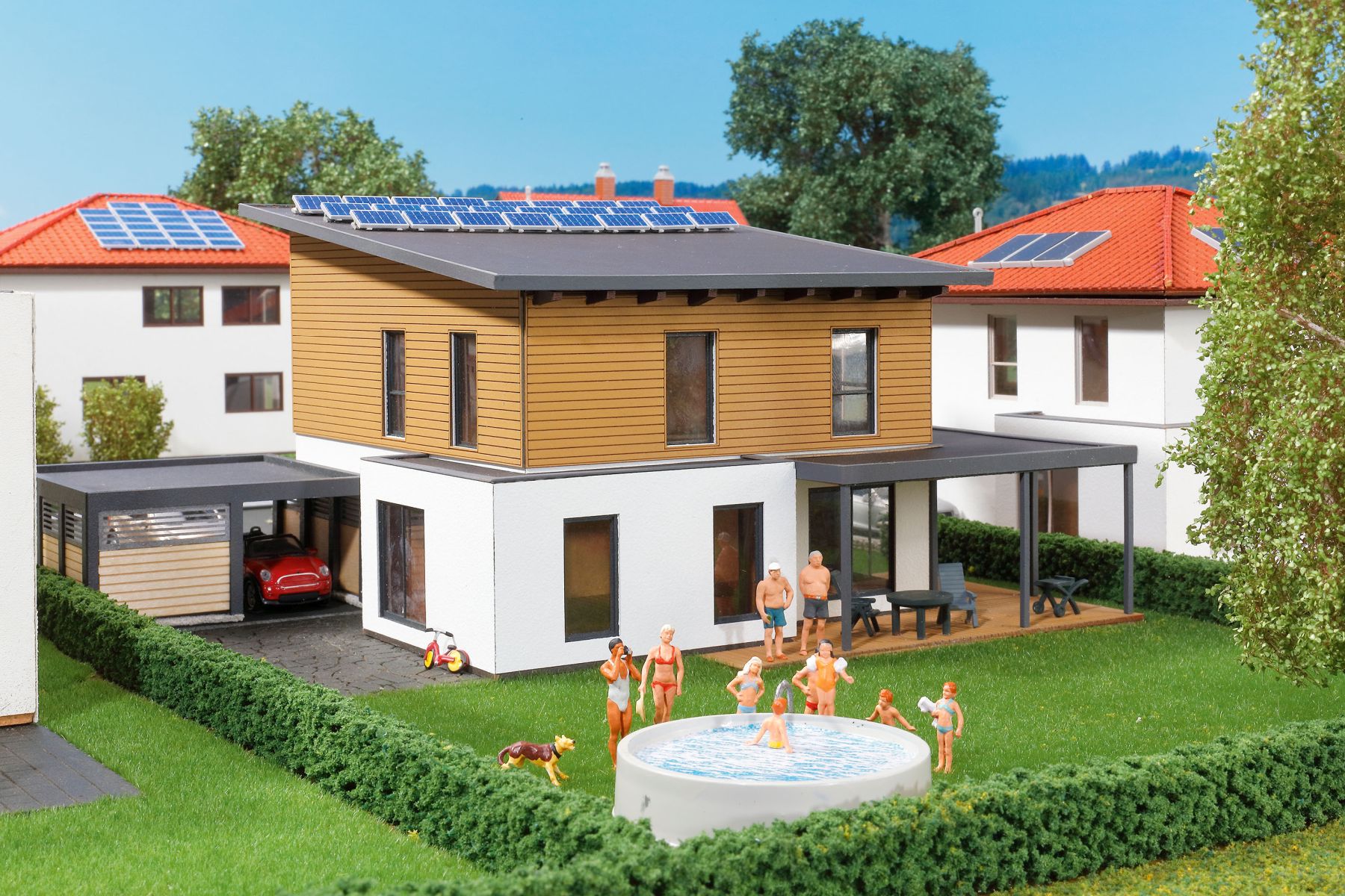 Kibri 38337 - Kubushaus Saskia mit Carport- Polyplate Bausatz