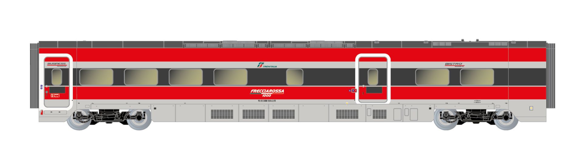 Arnold HN3512 - 4er Set Zwischenwagen, 4-tlg., Frecciarossa ETR 1000, FS-Trenitalia, Ep.VI