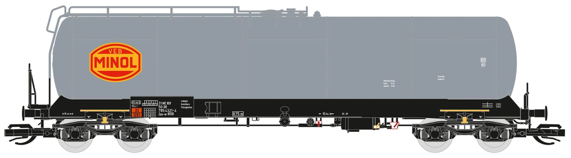 Saxonia 120211 - Kesselwagen Zas, 8109, DR, Ep.IV, grau 'MINOL'
