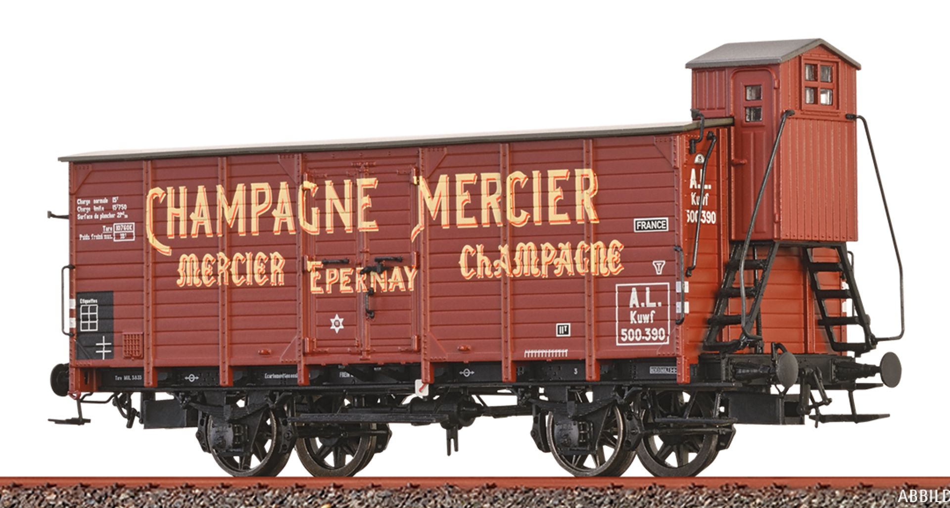 Brawa 67499 - Gedeckter Güterwagen KUWF, AL, Ep.II 'Champagne Mercier'