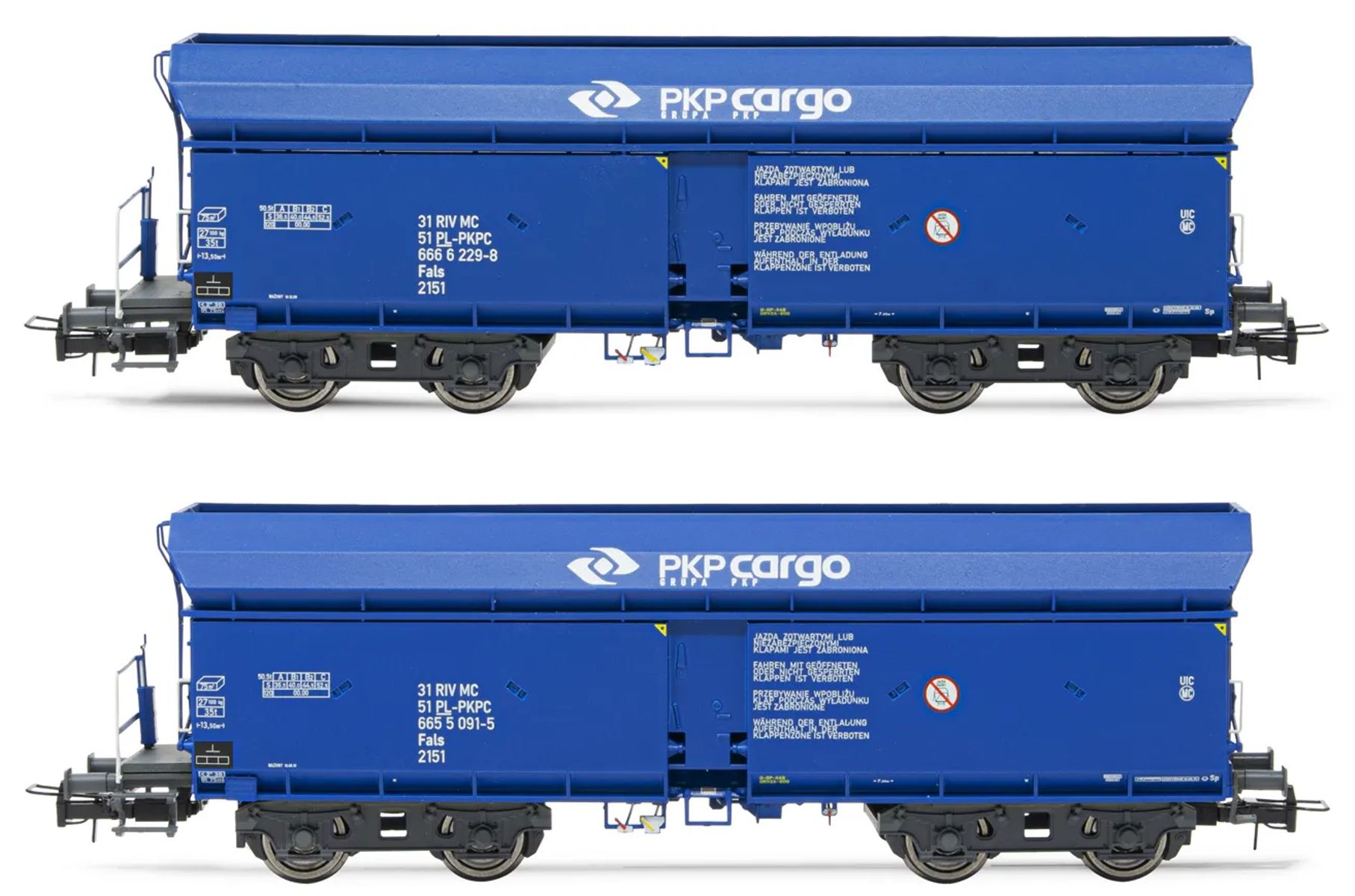 Rivarossi HR6522 - 2er Set Selbstentladewagen, PKP-Cargo, Ep.V