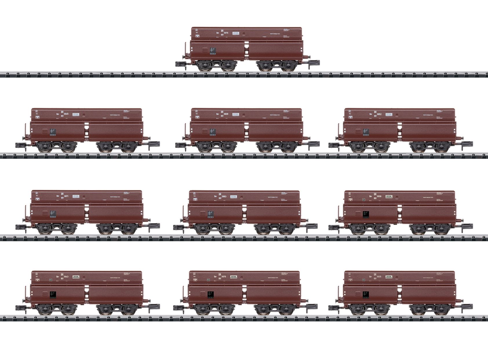 Trix 15013 - 10er Set Selbstentladewagen Erz Iid, DRG, Ep.II