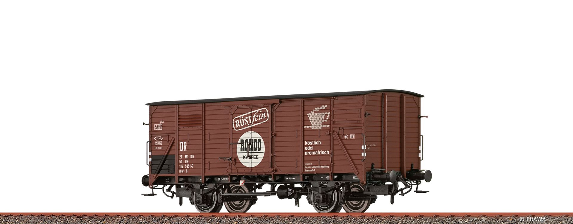 Brawa 50766-A24 - Gedeckter Güterwagen Gw (G) 'Rondo Kaffee', DR, Ep.IV