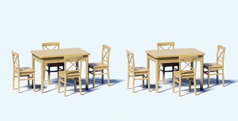 Preiser 68281 - 2 Tische und 8 Stühle, Bausatz