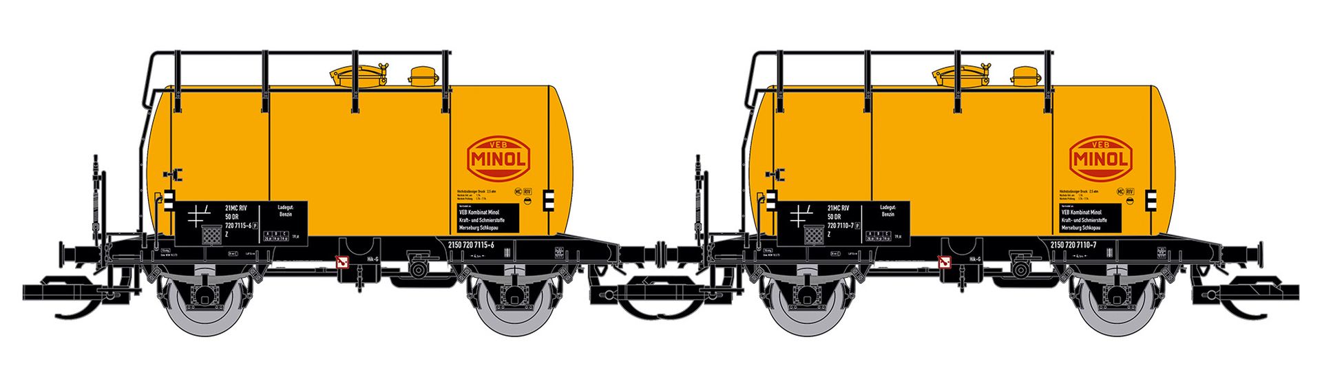 Saxonia 120148 - 2er Set Kesselwagen Deutz, DR, Ep.IV 'Minol'