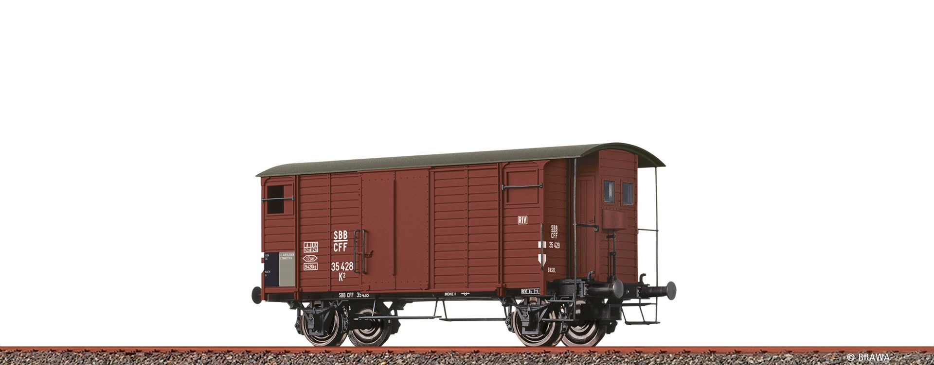 Brawa 67871 - Gedeckter Güterwagen K2, SBB, Ep.III