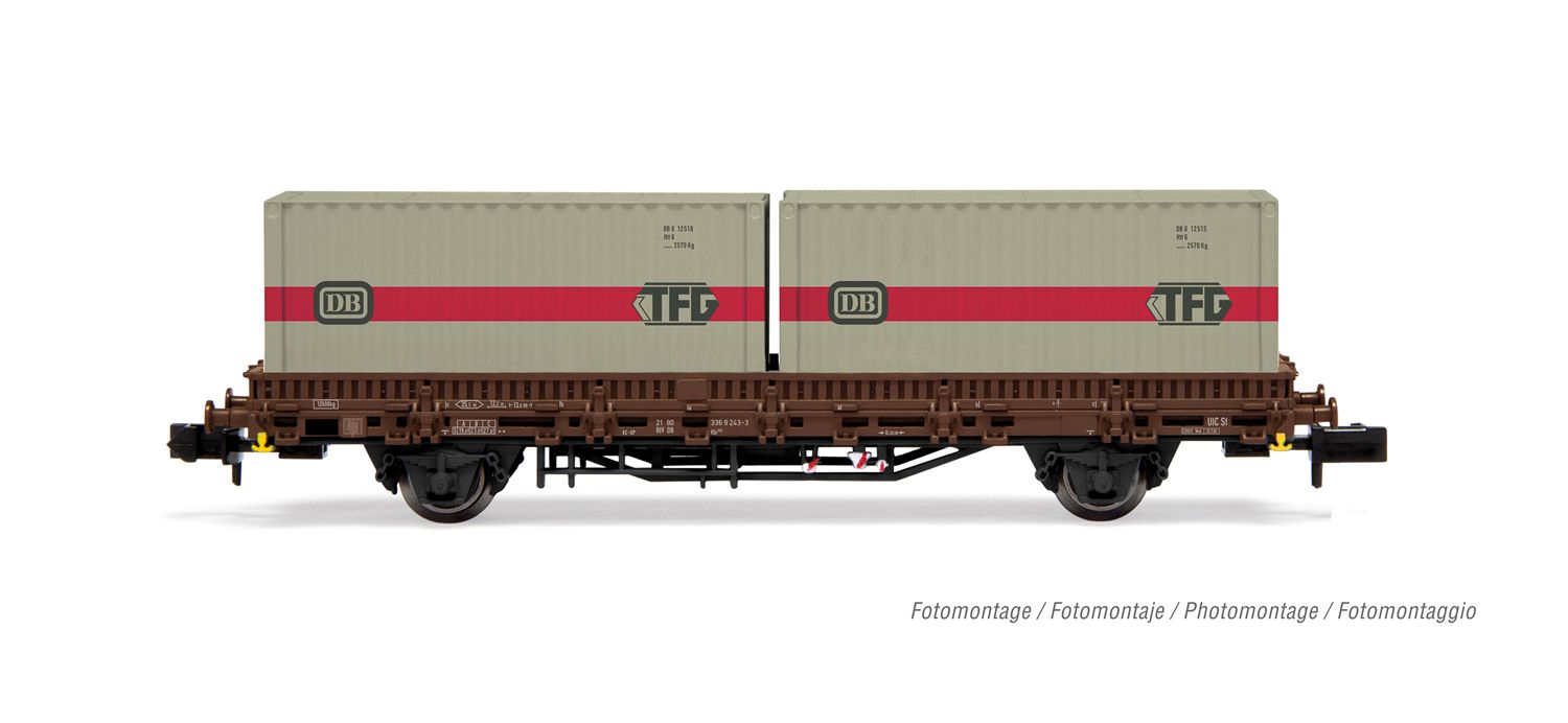 Arnold HN6566 - Flachwagen Kls mit 2 x 20' Container, DB, Ep.IV
