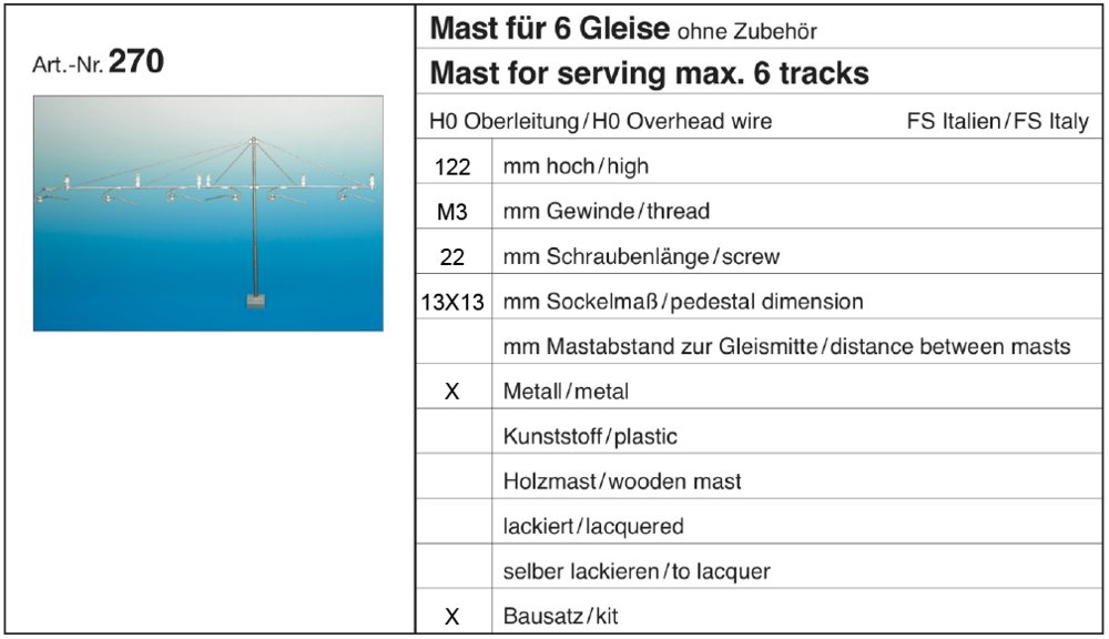 Sommerfeldt 270 - Mast für 6 Gleise