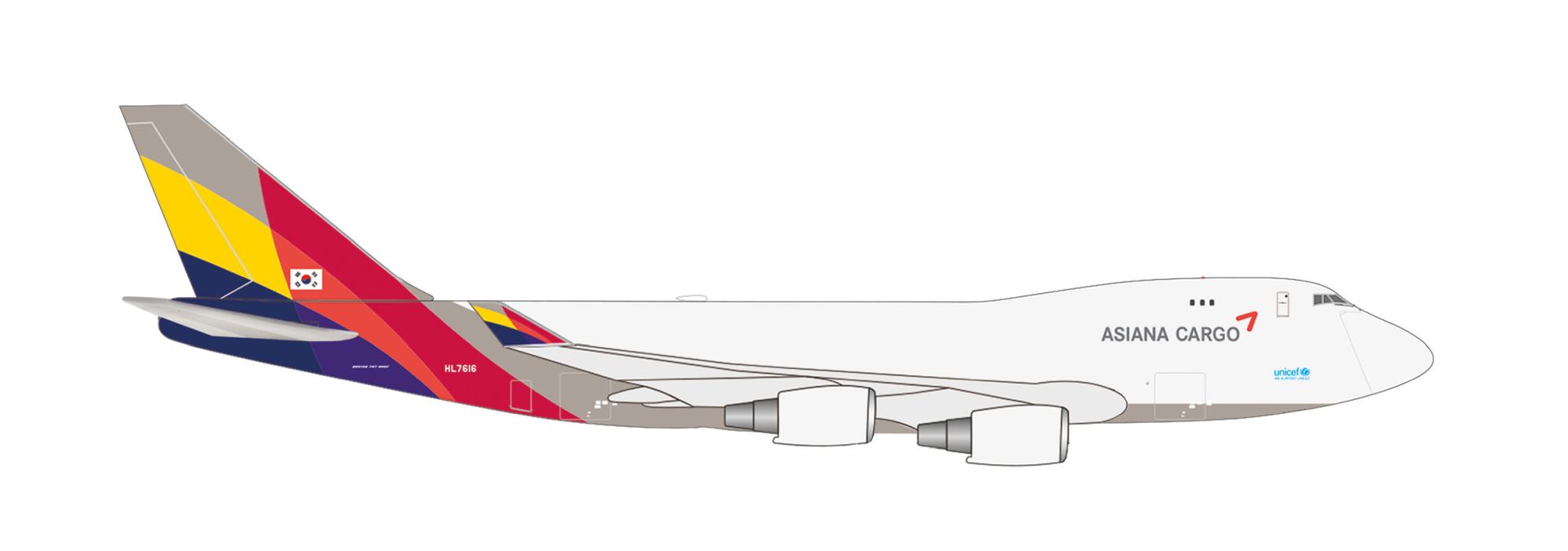Herpa 538848 - Asiana Cargo Boeing 747-400F – HL7616