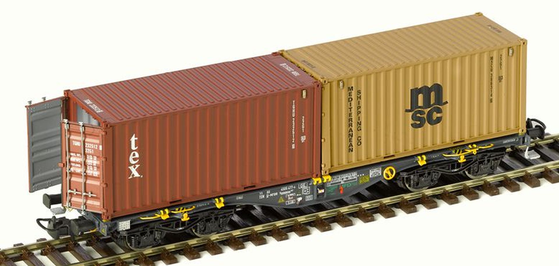 PT-Trains 100321 - Containertragwagen Sgmmnss, MFD-Rail, Ep.VI 'msc+tex'