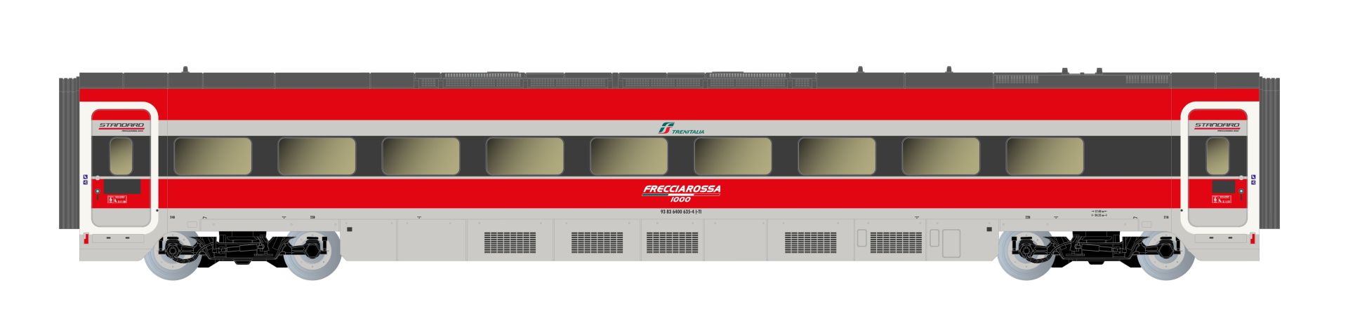 Arnold HN3513 - 4er Set Zwischenwagen, 4-tlg., Frecciarossa ETR 1000, FS-Trenitalia, Ep.VI 'Ducati'