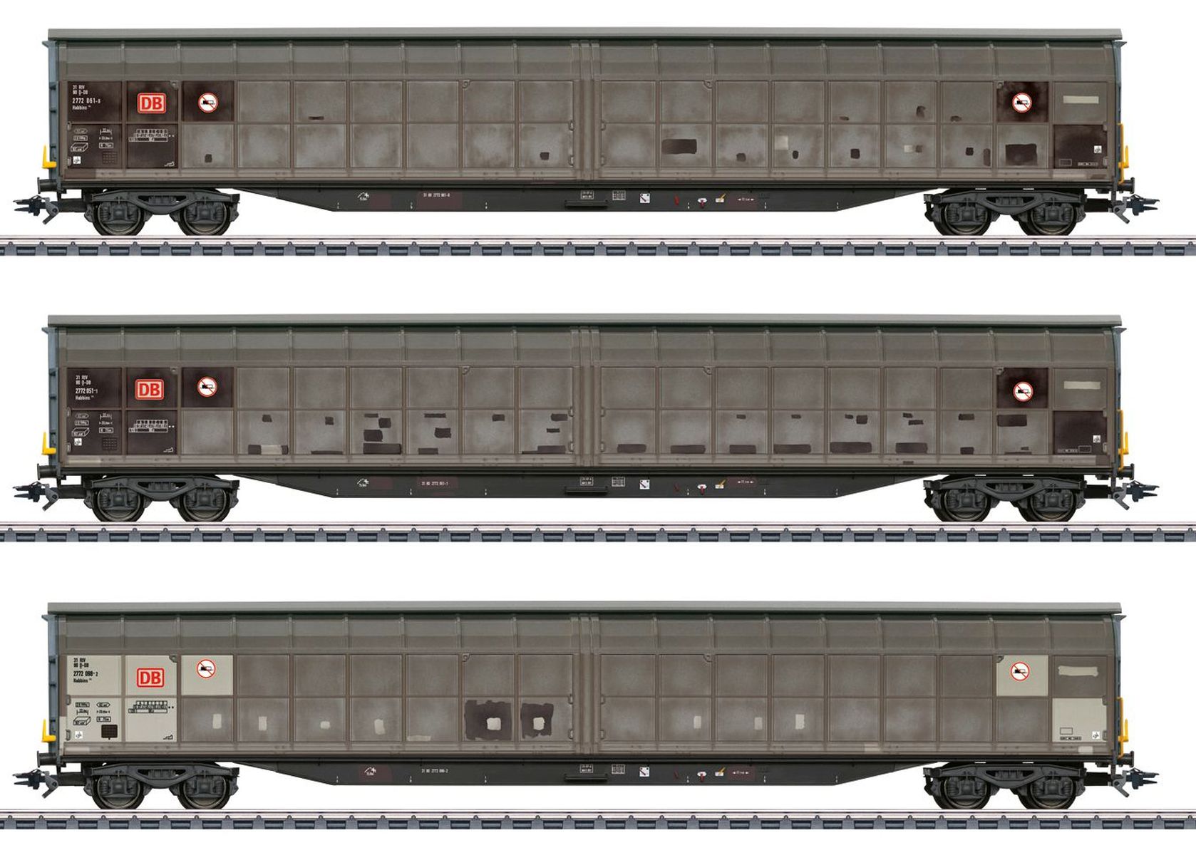 Märklin 48067 - 3er Set Schiebewandwagen Habbins 354, DB-Cargo, Ep.VI, gealtert