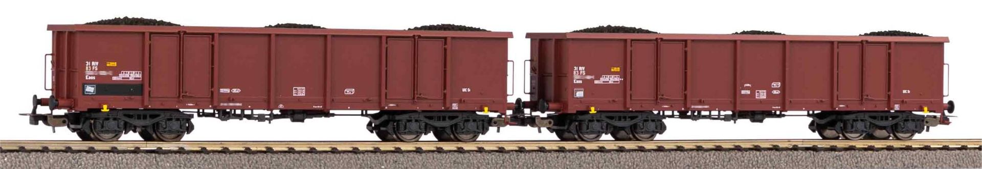 Piko 58287 - 2er Set offene Güterwagen Eaos mit Kohleladung, FS, Ep.V
