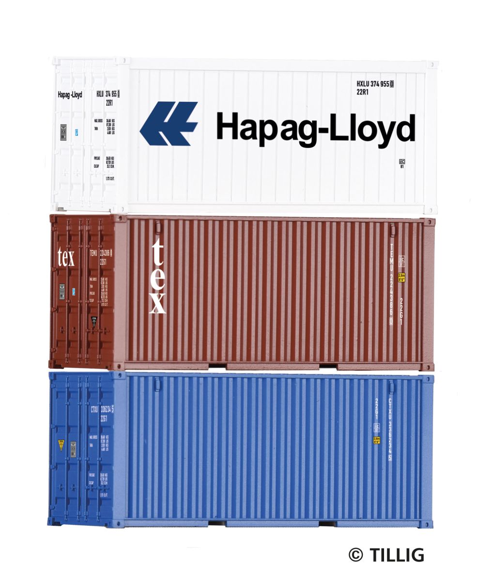 Tillig 09836 - 3er Set 20‘-Containern