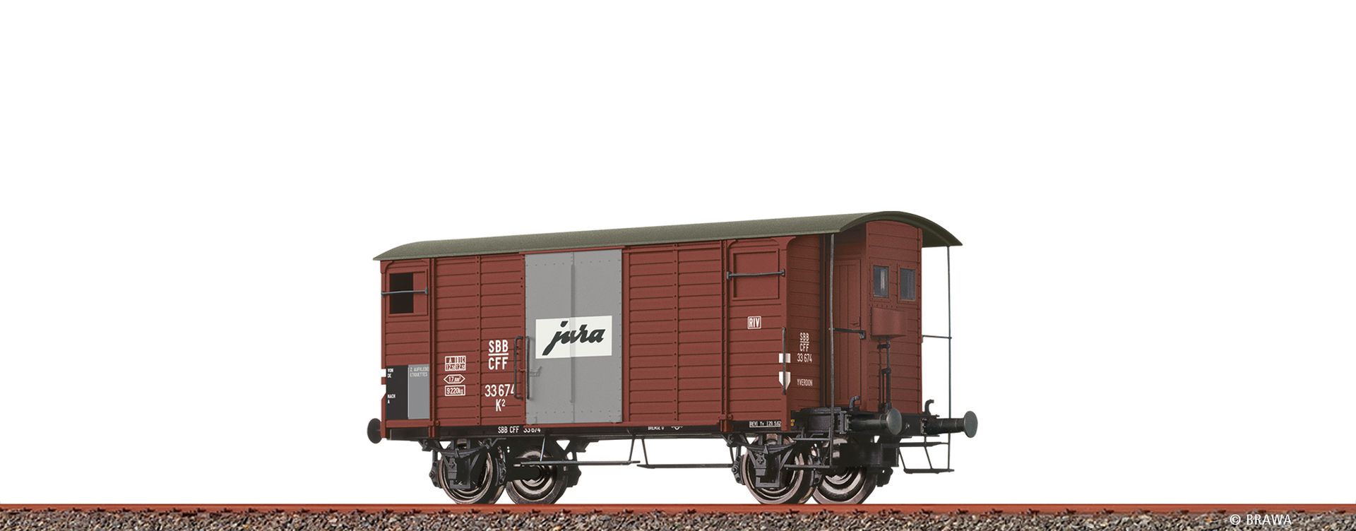 Brawa 47898 - Gedeckter Güterwagen K2 'Jura', SBB, Ep.III