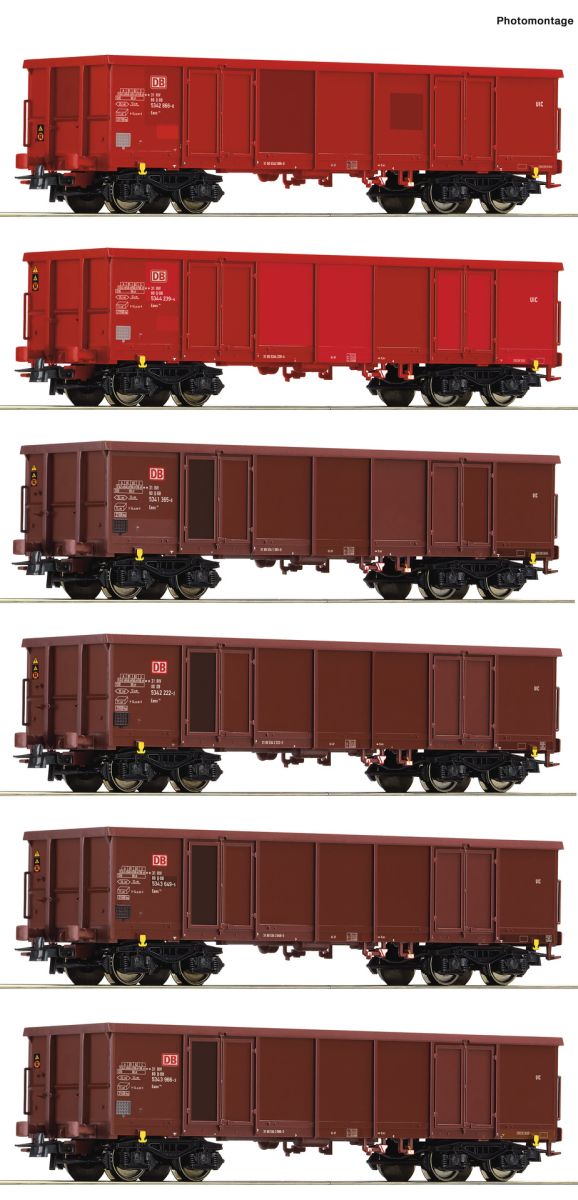 Roco 75858 - 6er Set offene Güterwagen Eaos, DBAG, Ep.V-VI