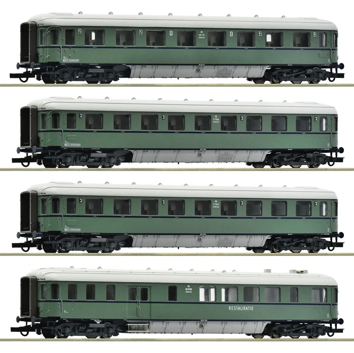 Roco 6200049 - 4er Set Personenwagen 'Plan D', NS, Ep.III