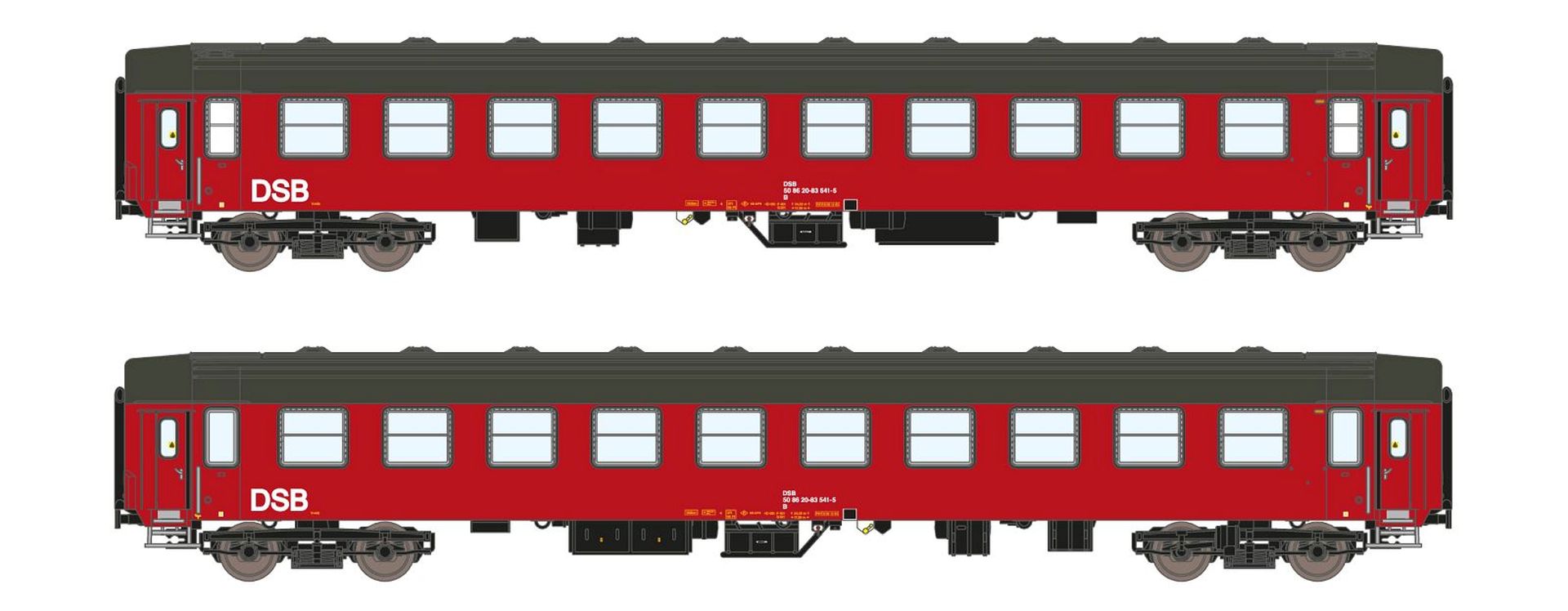 ASM 25002 - 2er Set Personenwagen UIC-Y, B, DSB, Ep.IV