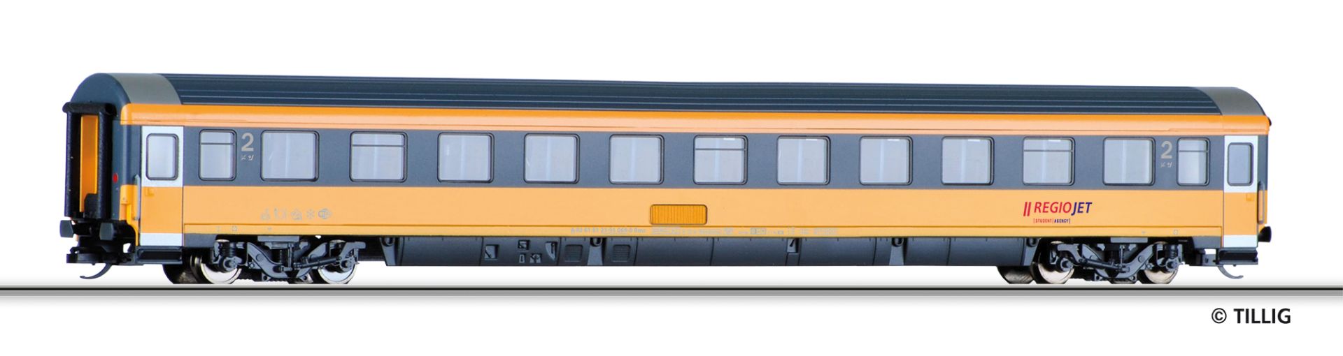 Tillig 16257 - Personenwagen Bmz, 2. Klasse, RegioJet, Ep.VI
