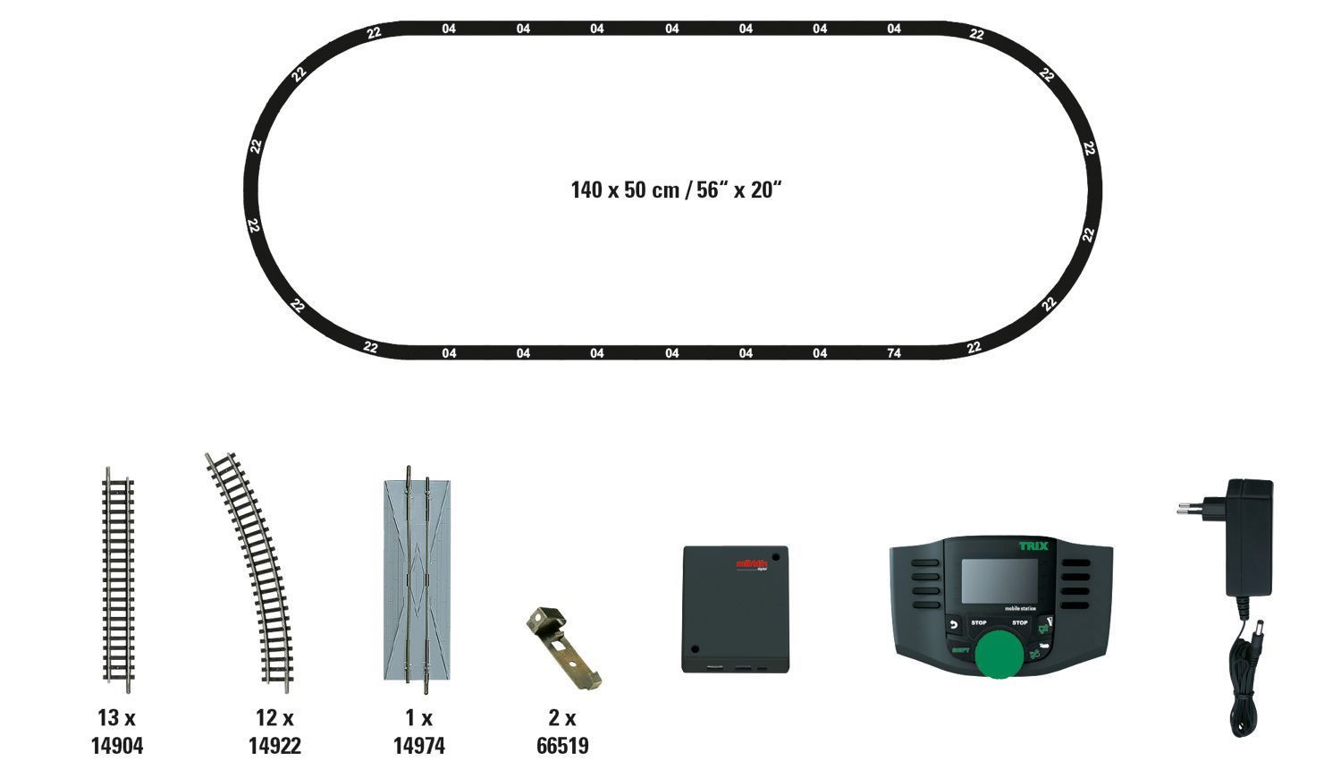 Trix 11100 - Digitales Startset mit Mobil-Station und Minitrix-Gleis