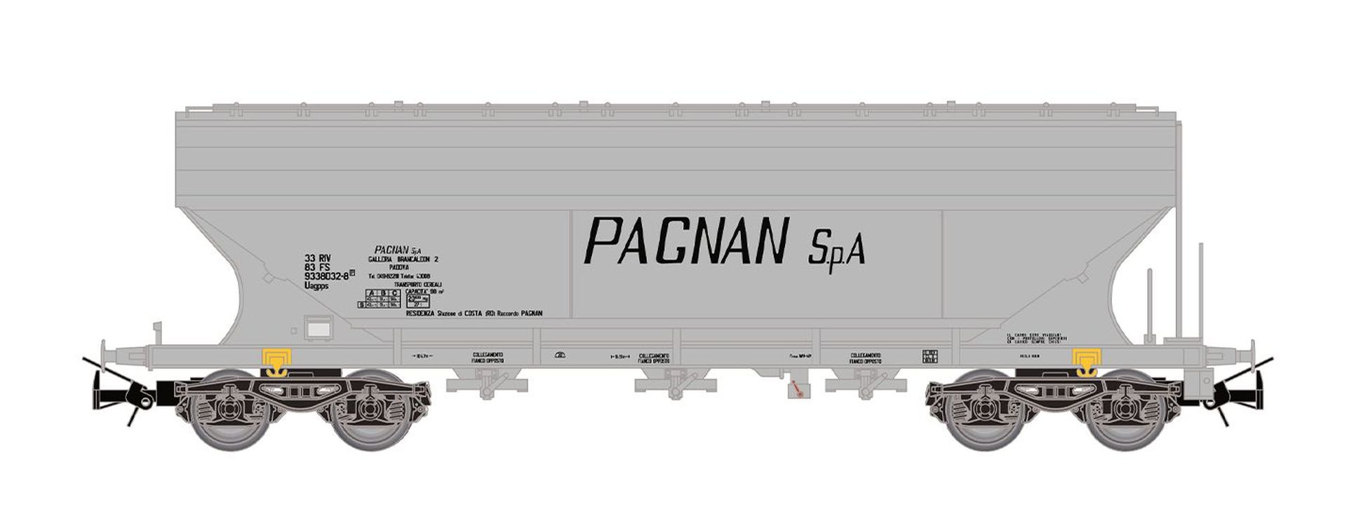 Rivarossi HR6678 - 2er Set Getreidesilowagen Uas, FS, Ep.IV 'Pagnan'