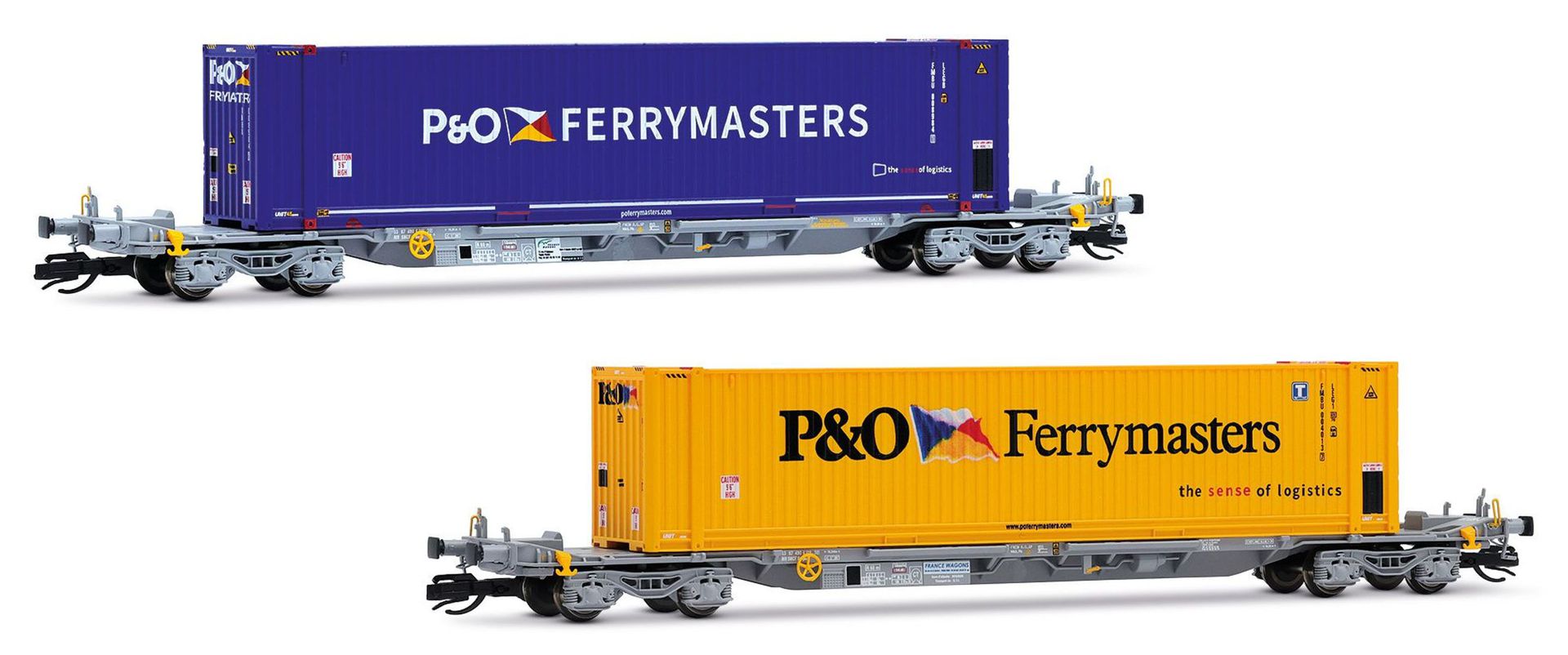 Arnold HN9760 - 2er Set Containertragwagen mit 2 x 45'-Container 'P & O Ferrymasters', Ep.VI