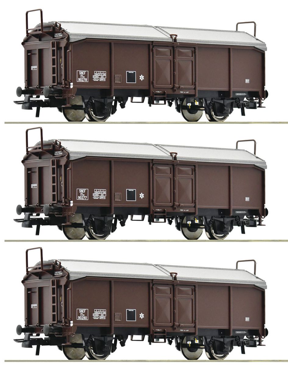 Roco 77020 - 3er Set Schiebedachwagen, SNCF, Ep.III