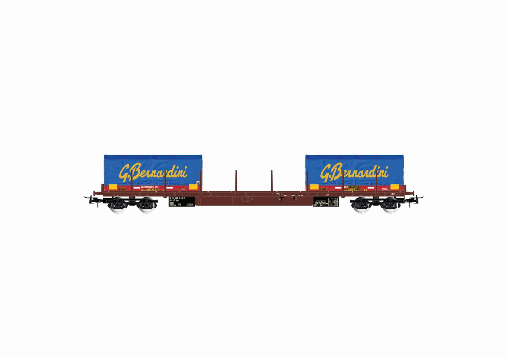 Rivarossi HR6555 - Flachwagen Rgs mit Containern, FS, Ep.V 'Gruppo Bernardini'
