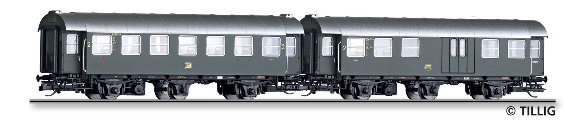 Tillig 01073 - Umbauwagen-Paar, 2. Klasse, DB, Ep.III