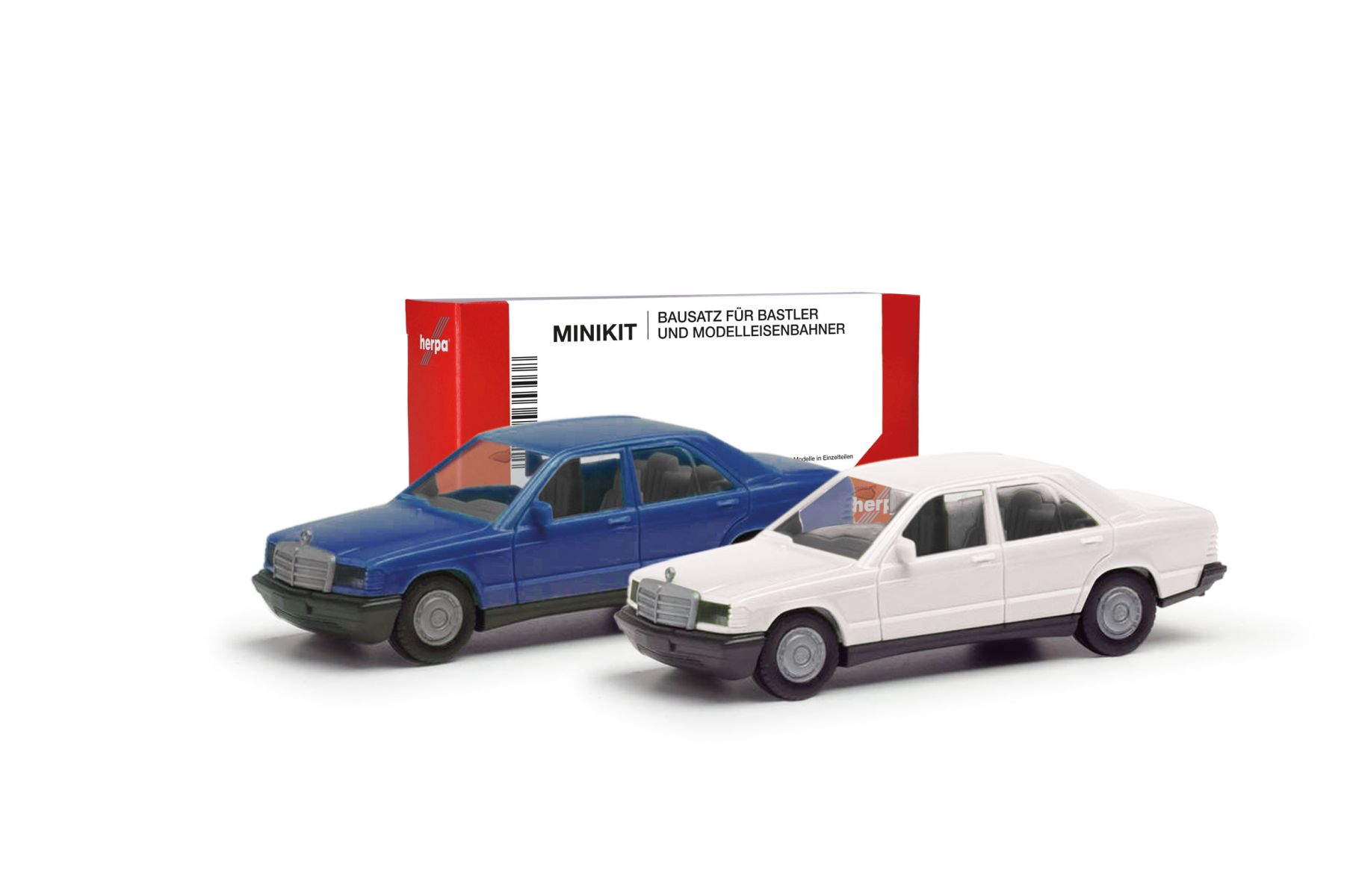 Herpa 012409-009 - MiniKit: Mercedes-Benz 190E, 2er Set, Blau / Classicweiß