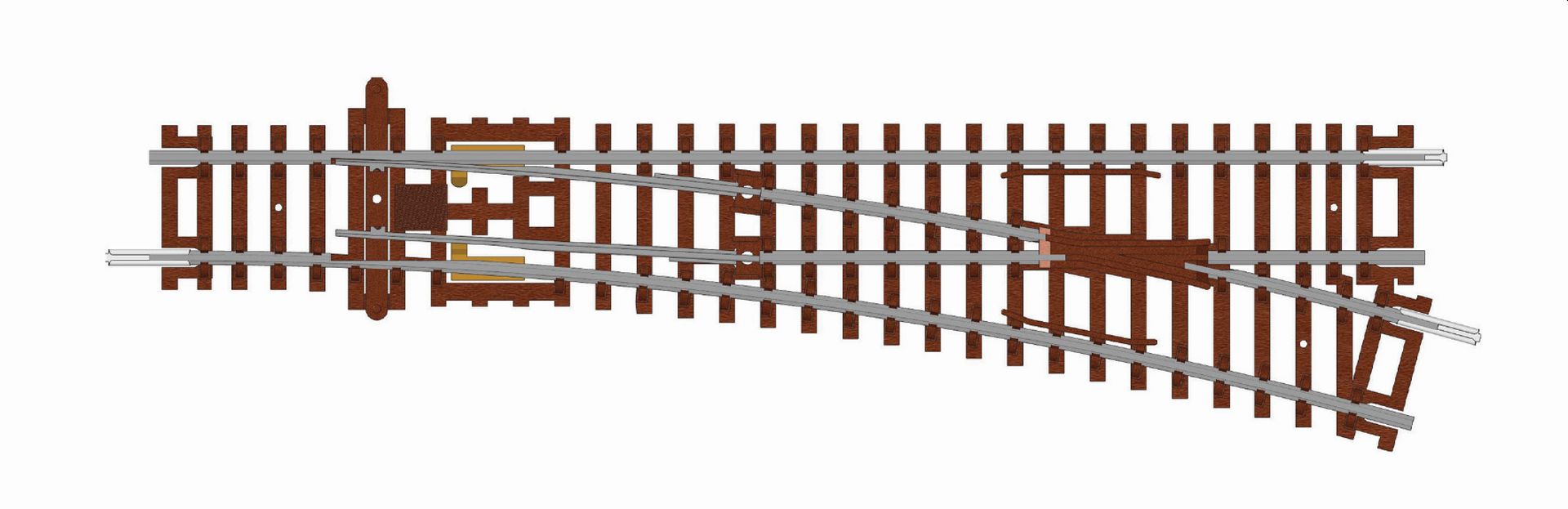 Hornby TT8009 - Weiche rechts, 166 mm, 15°, Radius 631 mm