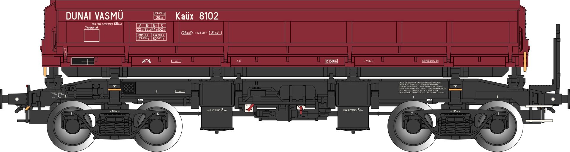 Albert Modell 654012 - Offener Güterwagen Kaüx, Dunai Vasmü, Ep.IV